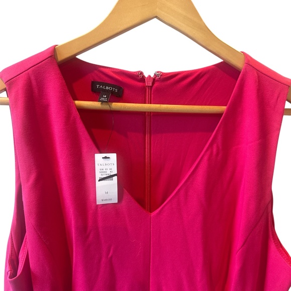 NWT Talbots Hot Pink Sleeveless Pleated Embroidered Dress Size 14 Occasion Dres - Picture 6 of 6